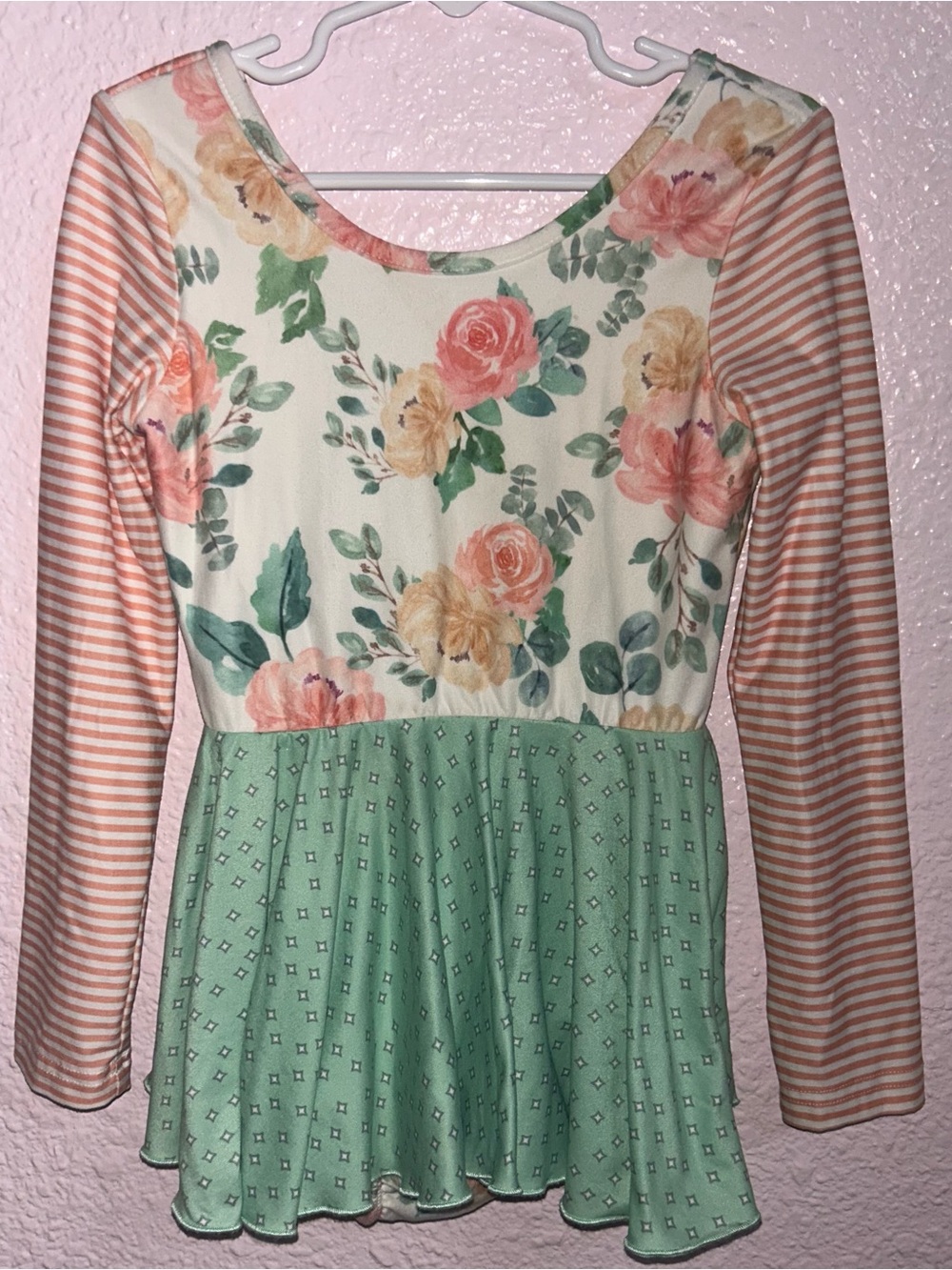 cheeky plum Floral Peplum One-Piece - Pink, Green, Cream